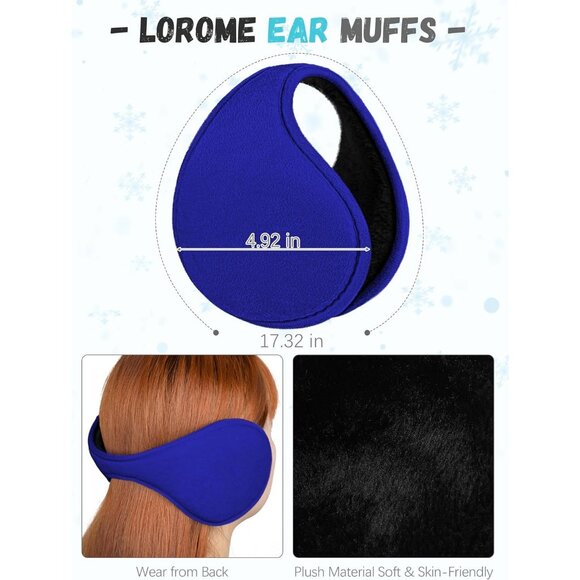 Women Blue Knit Beanie Hat, Gloves, Scarf & Ear Warmer Set - Winter - Picture 5 of 6